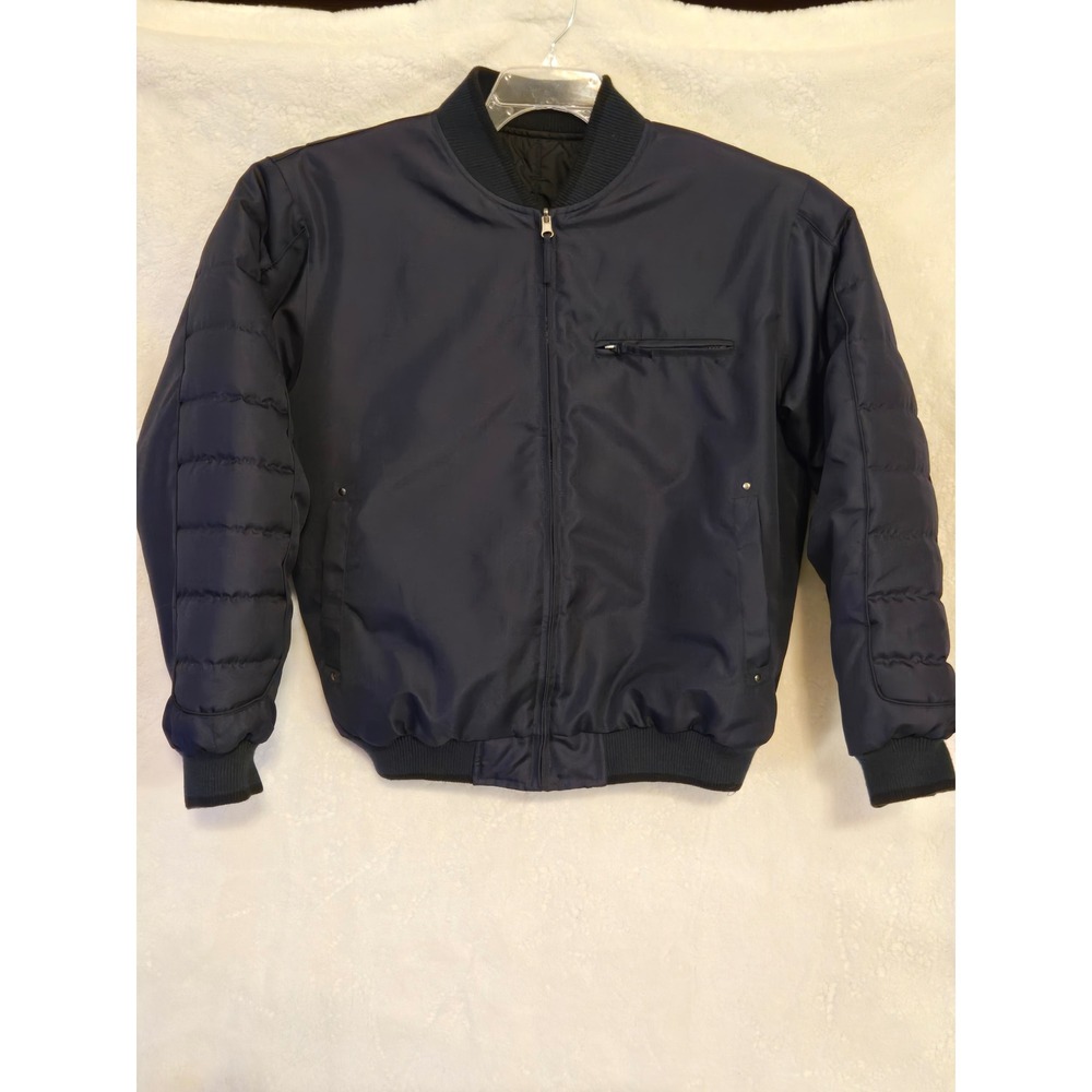 Men's Navy Blue Bomber Jacket Quilted Lined Zip Front Pockets No‎ Tags